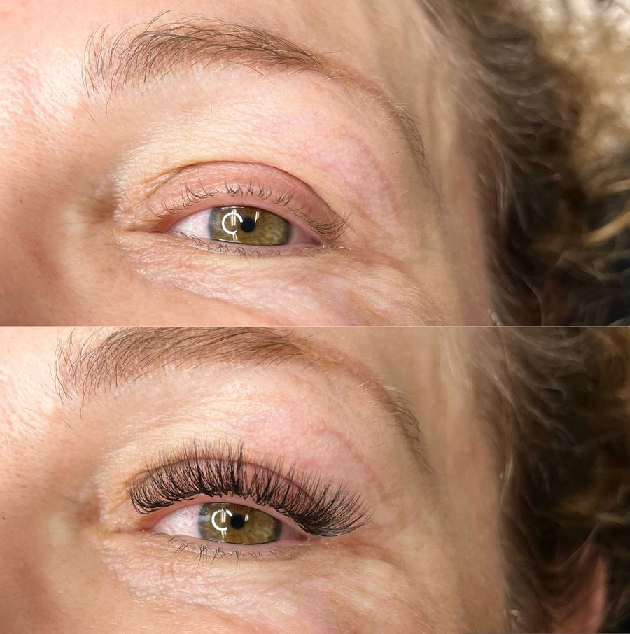 Lash extensions before and after