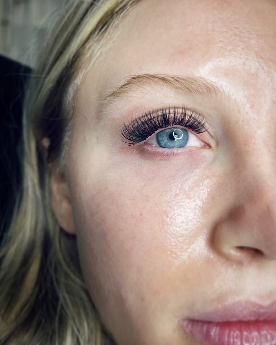 Lash extensions close-up